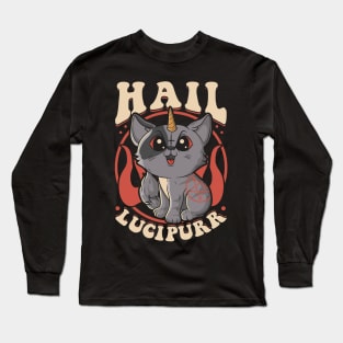 Cute & Funny Satanic Hail Lucipurr Rainbow Kitty Long Sleeve T-Shirt